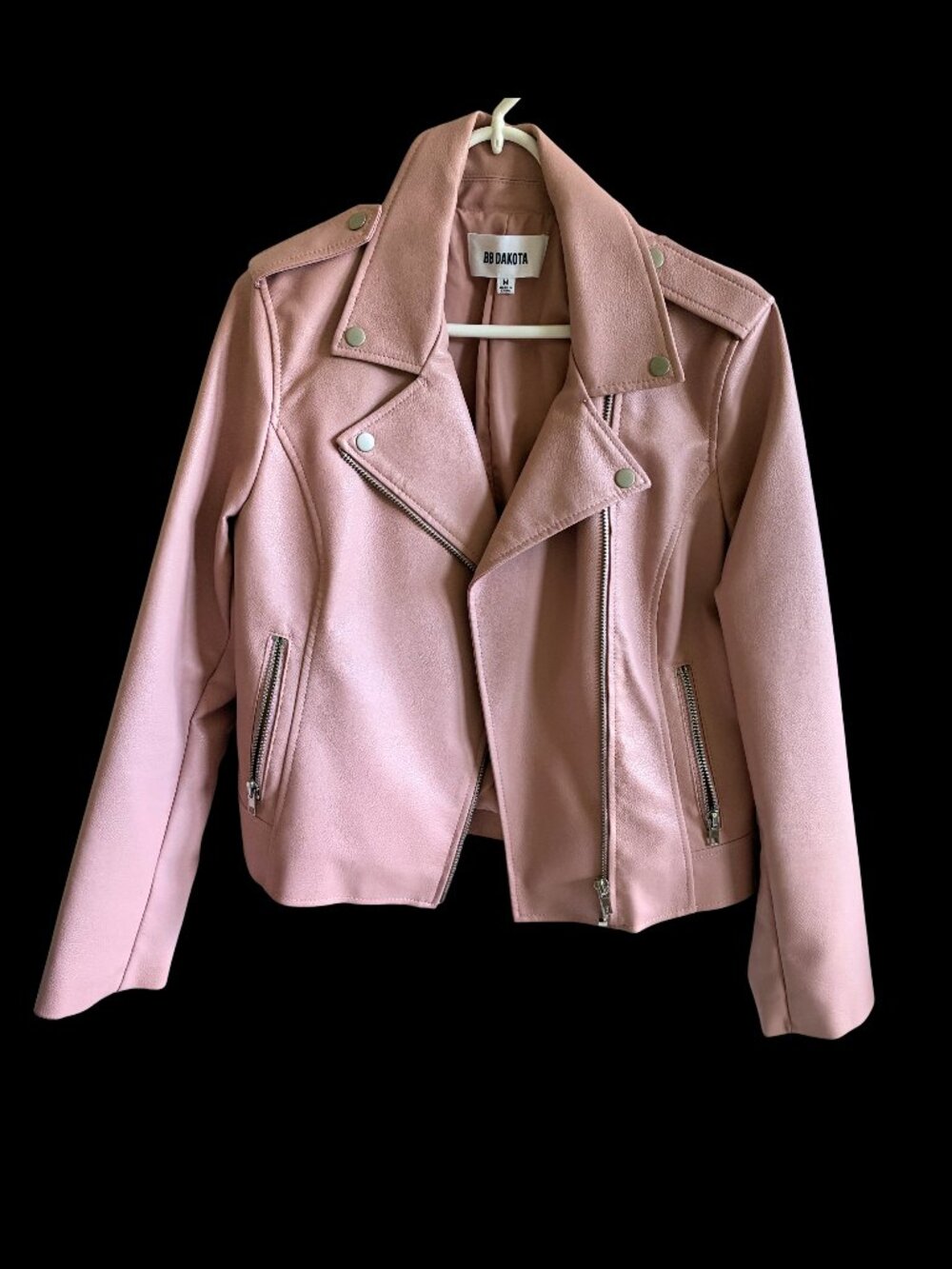Pink Faux Leather Jacket